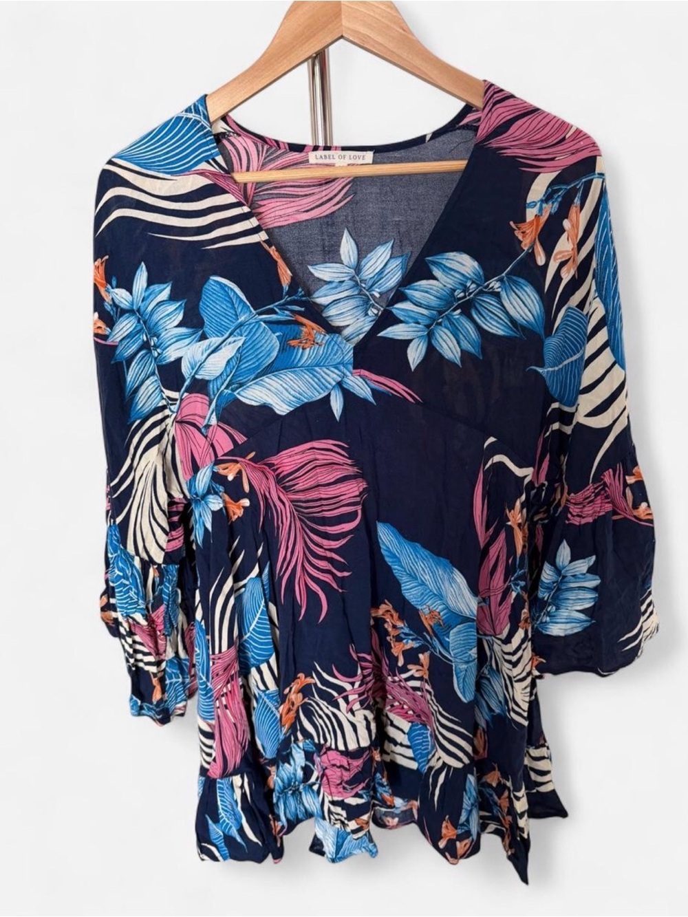 Label of Love Navy Floral Mini Dress with Blue & Pink Print